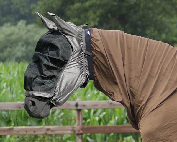 QHP Ekzemer Maske mit Ohren -- grau-braun -zebra