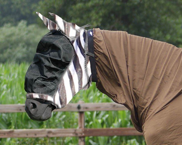 QHP Ekzemer Maske mit Ohren -- grau-braun -zebra